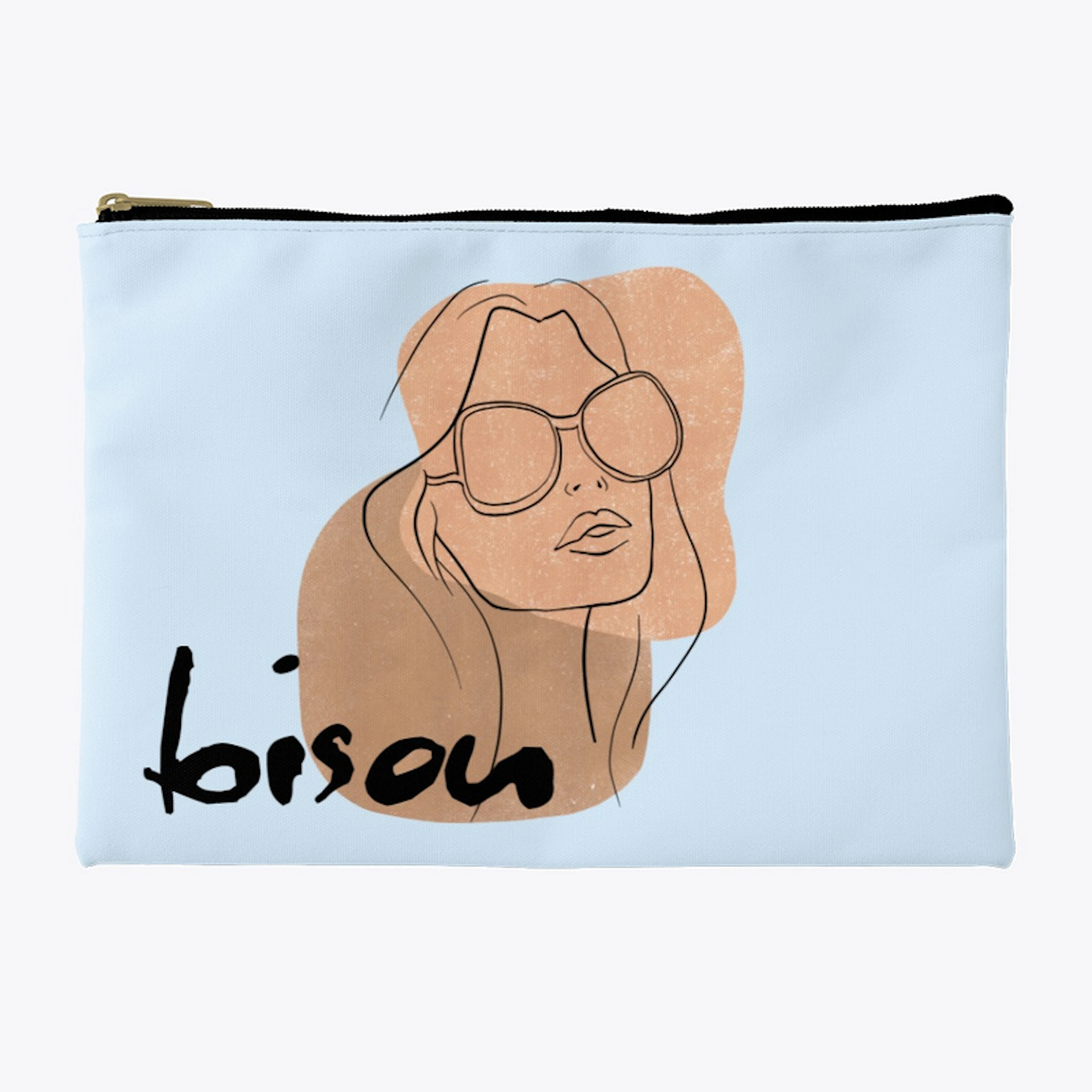 French Kiss Bisou Line Art Beauty Bag