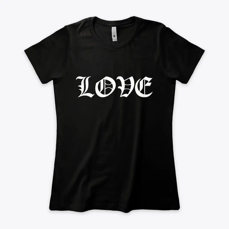 Love Old English Font Boy Friend Tee