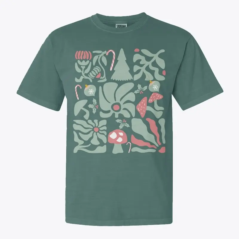 Abstract Holiday Themed Boho Scandi Top